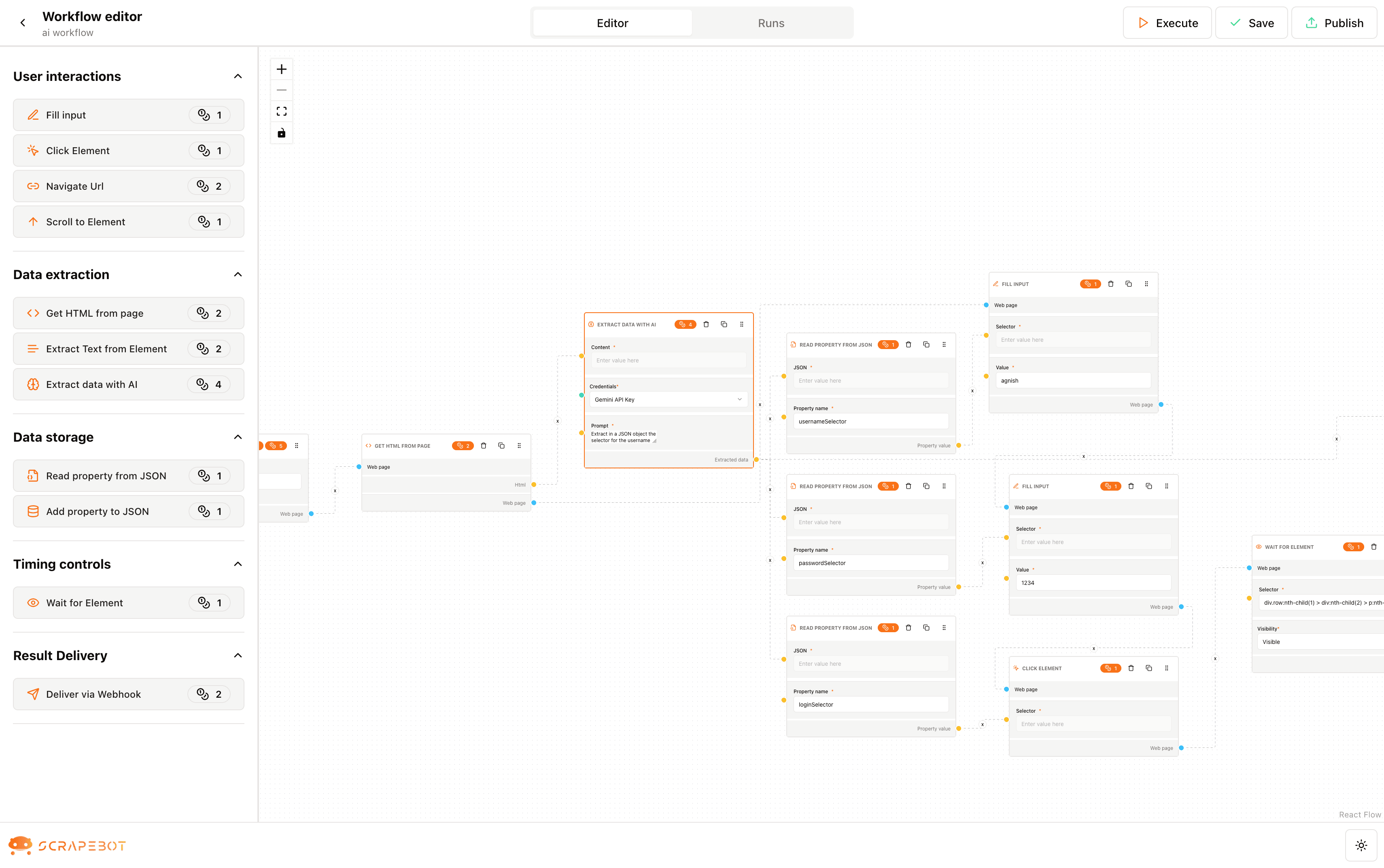 ScrapeBot Workflow Editor